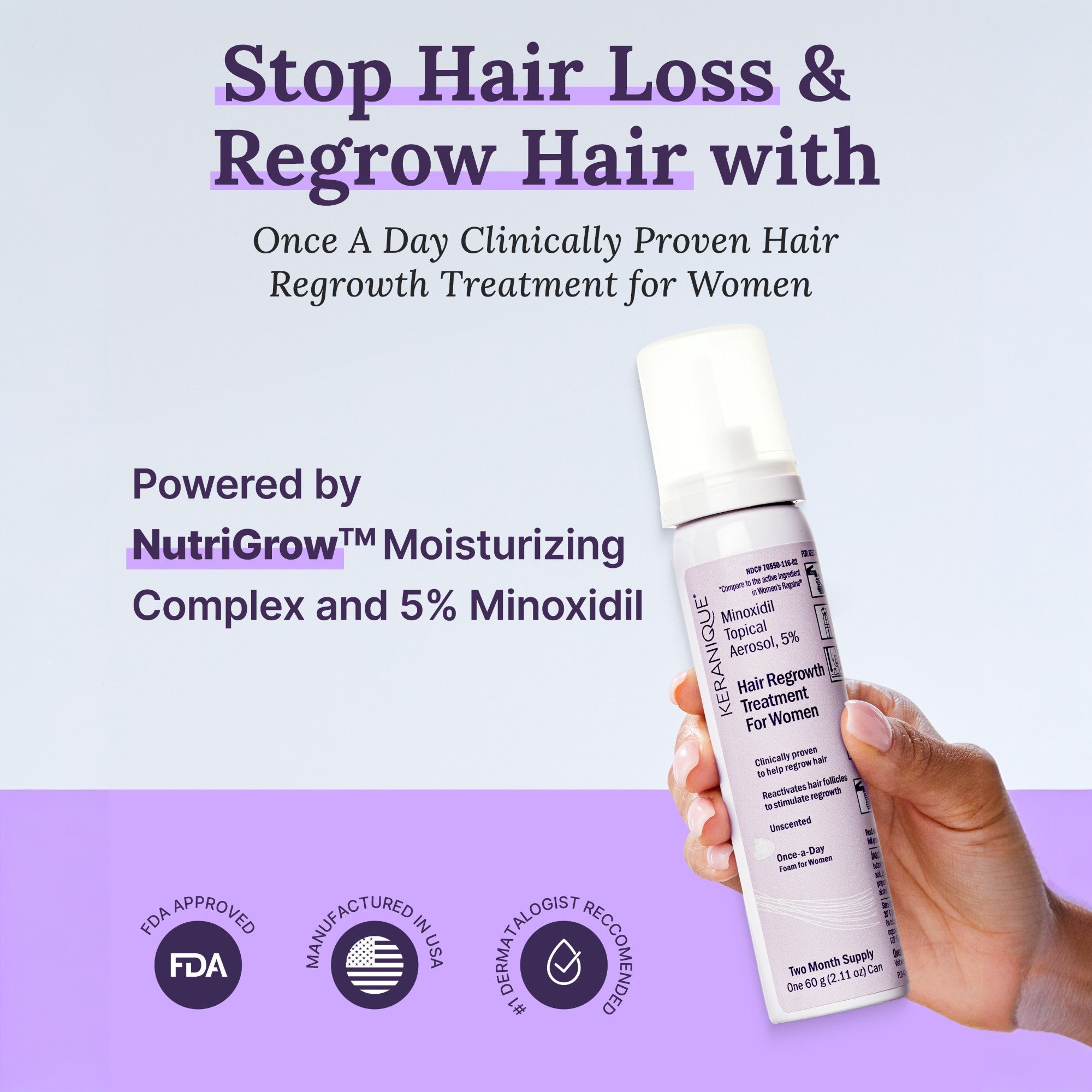 FDA Approved Hair Regrowth Treatment Foam – Keranique